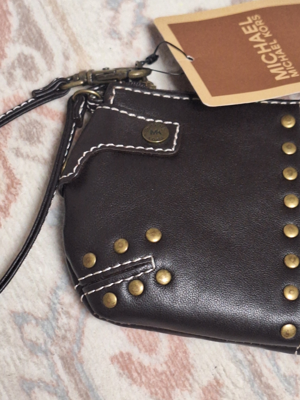 Michael Kors Black Leather Studded Wristlet - Picture 4 of 7